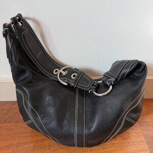 Coach Black Leather Half Moon Hobo 16 x 9 Zip 10032 COACH Y2K Vtg